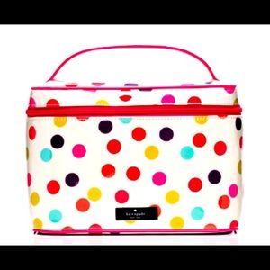 Kate Spade large polka dot cosmetic makeup bag set